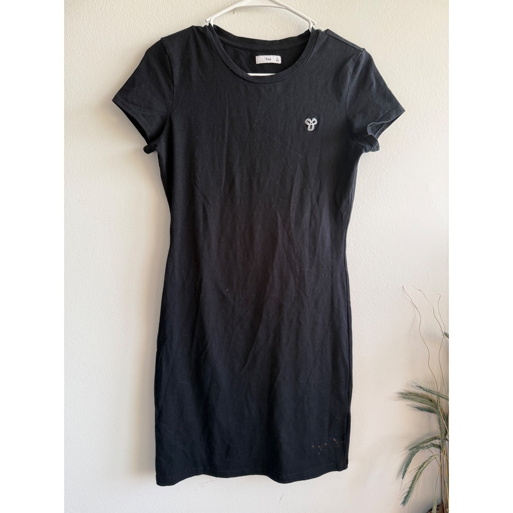 Tna Aritzia Womens‎ Black Short Sleeve Logo Mini T-Shirt Dress Size S Casual LBD